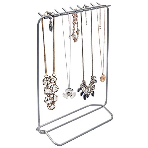 MyGift 18 Hook Grey Metal Necklace and Bracelet Display Stand, Jewelry Organizer Hanger Rack