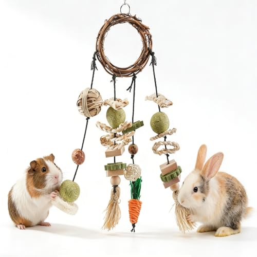 ERKOON Kaninchen Spielzeug Kaninchenspielzeug Beschäftigung Hasen zubehör Käfig Hängende Kauspielzeug Hamster Meerschweinchen chinchill