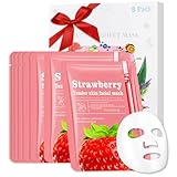CAKAILA 8 Pack Strawberry Face Mask,Pink Face Masks Skincare Spa Day Kit Supplies,Spa Party Favors for Women,Sheet Facial Mask Skincare Gifts Set,Moisturize Soothe for All Skin Types