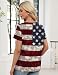 AKEWEI 4th of July Scrubs for Women Print V Neck Stretch Scrub Tops Classic Patriotic Uniforms, American Flag Stripes XL