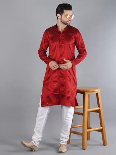 Image of Uri and MacKenzie Embroidery Silk Men's Kurta Pyjama Set