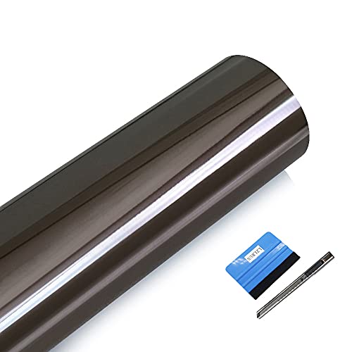 Image of LZLRUN 1FT x 5FT Chrome Mirror Vinyl Wrap Adhesive Car Sticker Decal Film (Gray, 1.64FT x 5FT)