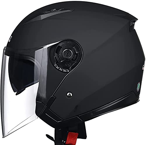 Casque Moto Jet,ECE Homologué Vintage Casques Moto Bols Demi-Casque Rétro Ouvert Moto Adulte Casque 3/4 Open Face Moto Double Visière Cover