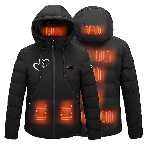Zeiayuas - Gilet Chauffante Homme Femme, Hiver Manteau Chauffant Electrique USB, Veste avec 9 Zones de Chauffé Impermeable Lavable, Vetement Chauffant Chauffé Chaleur pour Moto Pêche Chasse Chauffage 2024