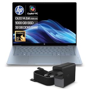 HP OmniBook Ultra, 14" 3K OLED Touch, Snapdragon X2 Elite, 32GB RAM, 1TB mit HP 100W GaN USB-C Ladegerät