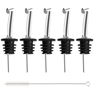 Incutex Pak van 5 Flessen schenktuit met dop/Toelopende Schenktuit/Olie drizzeler/Alcohol Meter schenktuit/Drank Schenker