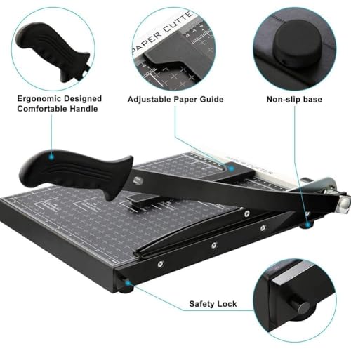 12 Inch Heavy Duty Paper Cutter,Metal Base Guillotine Paper Cutter for A4 Craft and Photo,Dual Paper Guide Bars Trimmer Slicer,12-Sheet Capacity Professional Paper Cutter Slider fo image 2