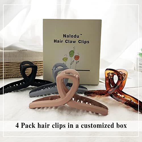 Nalodu Hair Claw Clips Large 4.3 Inch No Slip Big Matte Jaw Butterfly Clip Clamp 4 Colors For Thin Fine Thick Hair Women And Girls, 4 Pack #TOP3