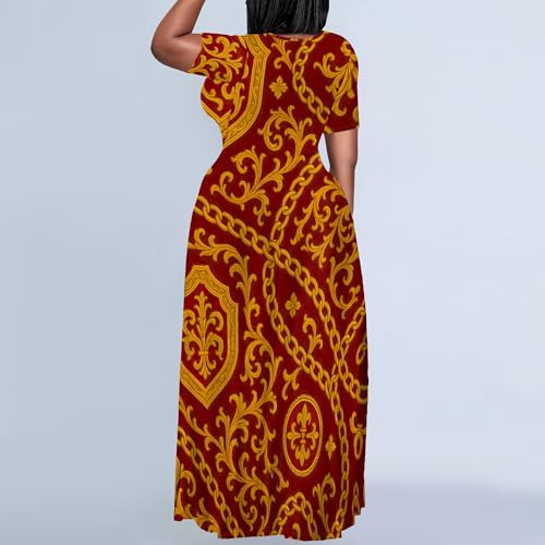 Image of PinkPatty Plus Size Maxi Dress for Women Summer Casual Short Sleeve Tshirt Dresses with Pockets (XL-6XL)