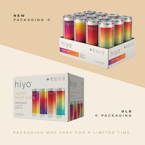 Hiyo Organic Social Tonic - Variety Pack, 12 Pack - N.A. Functional Seltzer, Sparkling Water Made with Organic Adaptogens, Nootropics & Botanicals