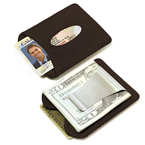 Storus Smart Money Clip Leather Wallet, Slim Compact Minimalist Italian Tanned Leather Wallet for Men, Gift, Engraving Included - Black2