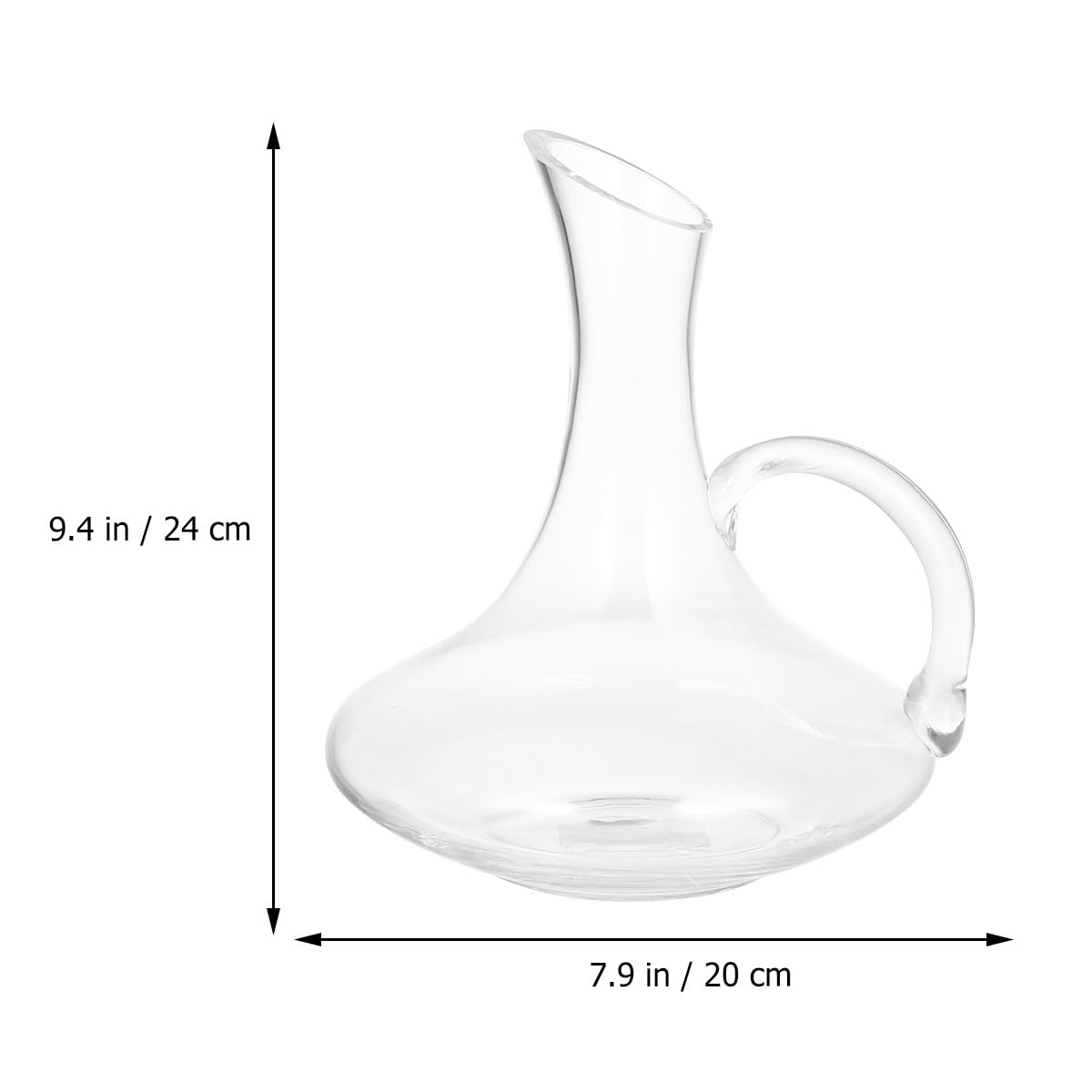 Decantador de Vino Tinto de Vidrio sin Plomo con Asa Boca Inclinada 1 Unidad Dispensador para Hogar y Fiestas Recipiente Transparente para Vino y Bebidas