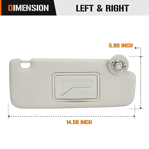 Left & Right Sun Visor for 2012-2019 Chevy Sonic, 2013-2016 Spark, Driver & Passenger Side Sunvisor Beige Grey Sunvisor Replace P95327509 P95327507 by Aeagle - Image 5