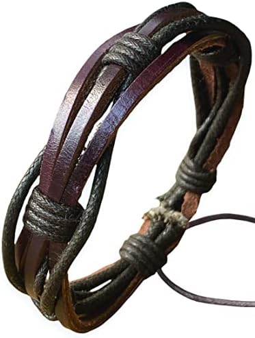 Mens Leather Bracelet Braided Brown Rustic Gift For Dad Fathers Day Cuff Wrist Band Rope Bracelet for Guys