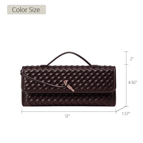 Image of JYG Woven Handbag for Women Fashion Evening Shoulder Bag PU Leather Handmade Clutch Purse Casual Crossbody Bags