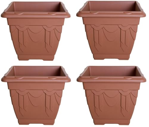 Whitefurze Indoor/Outdoor Venetian Square Planter 38cm Terracotta (Pack of 4)