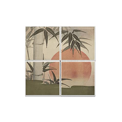 Carreaux céramique estampe japonaise tableau mural décoratif salon chambre lot de 4
