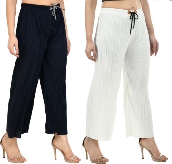 Image of Women's Lycra Palazzo - Stretchable & Comfortable | Premium Fabric | Stylish Free Size Bottom Wear for Casual, Office & Party Outfits
