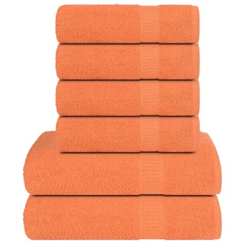 Vetnasa Juego de Toallas 6 Piezas 100% algodón Naranja 360 gsm Casa y jardín, Ropa de casa, Toallas, Toallas de baño y Manoplas Naranja 1,68 KG