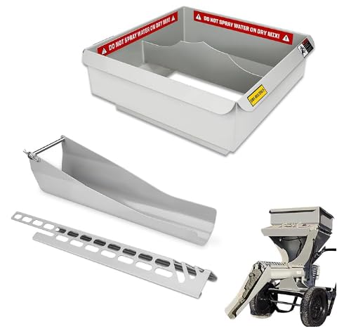 MMXR-3221 Mud Mixer Set MMAC-0123 Mud Mixer Hopper Extension and MMAC-0133 Chute Extension Rust Resistant Heavy-Duty Steel for Large Construction 3-Yr Service