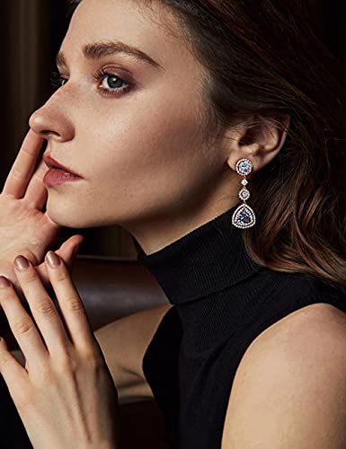 Sky Blue Created Aquamarine Earrings Gold Dangle Earrings for Women, Drop Chandelier Earrings Jewelry Trendy2