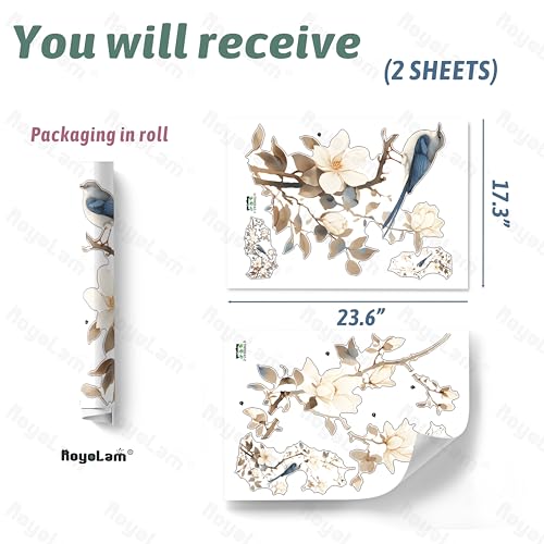 Vinilo decorativo ramas flores y pájaros chinos miniatura 4