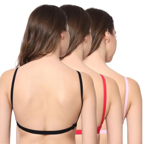 Image of Be-Wild Full Coverage Non Padded Backless Transparent Strap Bra for Women and Girls /Ladies /Black /Cotton /Casual /t-Shirts /Everyday /Regular /Bras