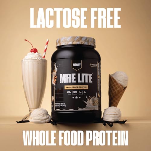 Image of REDCON1 MRE LITE Whole Food Protein Powder, Vanilla Milkshake - Lactose Free & Sugar Free Meal Replacement with Animal Protein Blends - Easy to Digest Formula - Only 1g Carb per Serving (30 Servings)