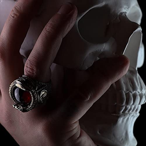 Punk Dragon Red Stone Ring for Men, Gothic Dragon Totem Ring Iced Out Dragon Animal Ring for mens2