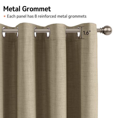 Image of 100% Blackout Shield Linen Textured Total Blackout Curtains for Bedroom 72 Inches Long, Plaza Taupe Grommet Curtains for Living Room, Thermal Insulated Room Darkening Drapes, 50 inch W x 72 inch L, 2 Panels