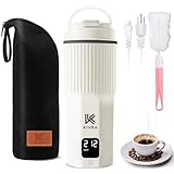 KIVRA Hervidor de viaje portátil de acero inoxidable 316, caldera de agua portátil de 450 ml con 6 controles de temperatura, apagado automático y protección contra hervir en seco, hervidor eléctrico