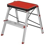 Escalera Taburete Plegable 2 Peldaños de Aluminio Ligero y Resistente - Antideslizante y Portátil de Fácil Almacenamiento para Uso Doméstico y en Almacenes - Fabricado en Europa | HR Hogar