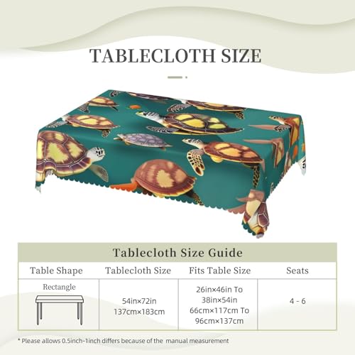 Nappe rectangulaire motif tortues de mer décor animaux pour table à manger et buffet chic - 7