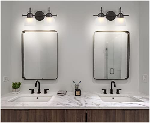 JONATHAN Y 17.25" Chrome Modern Bathroom Vanity Light, 2-Light LED Wall Sconce, Clear Glass Bell Shade for Mirror Hallway Kitchen, ETL Listed, LED Bulb Included (JYL7408A) by JONATHAN Y - Used condition - Image 9
