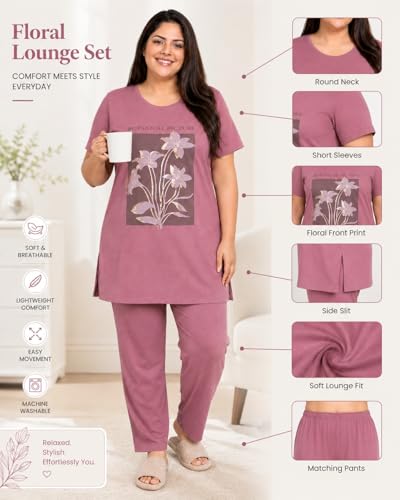Image of In Love Women's Printed Cotton Plus Size Longline T-Shirt with Pockets | Cotton fabric - soft longline T-shirt with easy plus-size fit