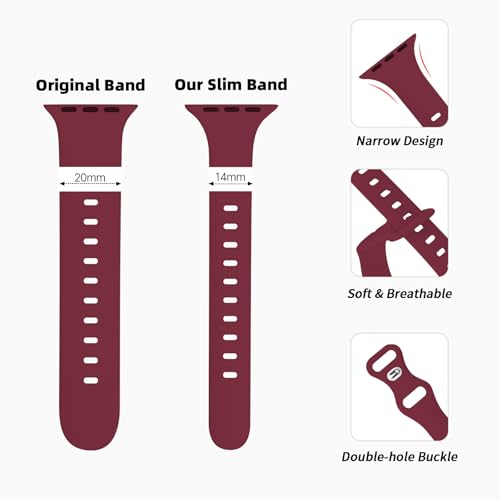 Image of Thin Silicone Band Compatible with Apple Watch 41mm 38mm 40mm 46mm 45mm 42mm 44mm, Slim Narrow Replacement Sport Strap Wristband for iWatch Series 11 10 9 8 7 6 5 4 SE Ultra 3 2 1 Women Men