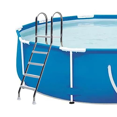 AIBOTY Escalera para Piscinas Elevadas 52, Estructura Metálica De Acero Inoxidable Resistente A La Corrosión con Peldaños De Plástico Resistente, Escalera De Piscina De 4 Peldaños, Máxima De 500 LB