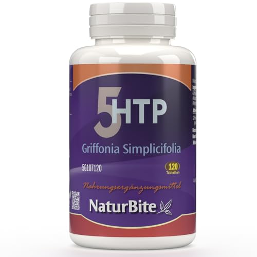 Griffonia Simplicifolia (5-Htp) Naturbite, 120 Tabletten. Fördert die Entspannung und reduziert Stress, hilft die Stimmung. Verbessert den natürlichen Schlaf und die erholsame Ruhe