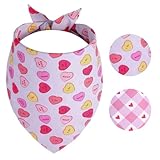 Gofshy Valentine's Dog Bandanas Large 1PCS, Triangle Reversible Sweetheart Scarf for Boy and Girl, Love Bibs Accessories for Medium Large Dogs Cats