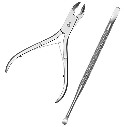 Cuticle Nipper with Cuticle Pusher- Professional Grade Stainless Steel Cuticle Remover and Cutter - Durable Manicure and Pedicure Tool for Fingernails and Toenails by Sterling Beauty Tools