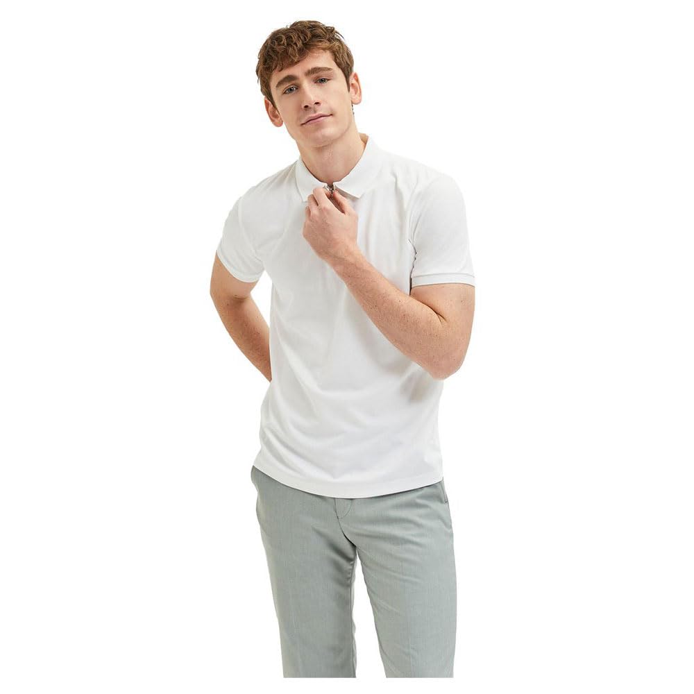 SELECTED HOMME Mens Slhfave Zip Polo Shirt, Cloud Dancer, S UK
