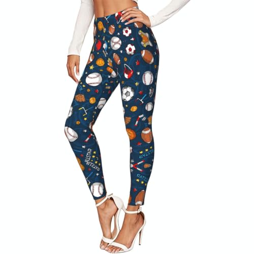 Leggings suaves de compresión para mujer con estampado de béisbol único