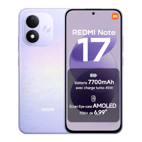 XIAOMI REDMI Note 17, Smartphone 6+256 Go, Violet, Batterie 7700