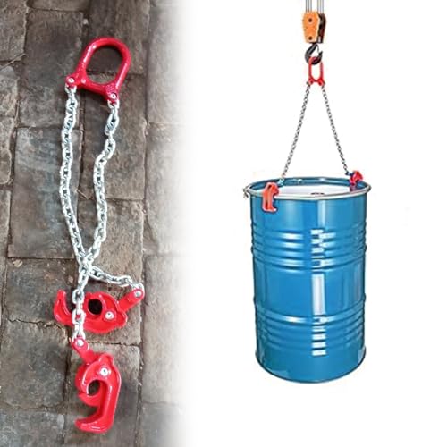 Eslinga de cadena de elevación de tambor mejorada, elevador de tambor de doble cadena con abrazaderas de seguridad, pinzas verticales para grúa/carretilla elevadora/manejo de almacén