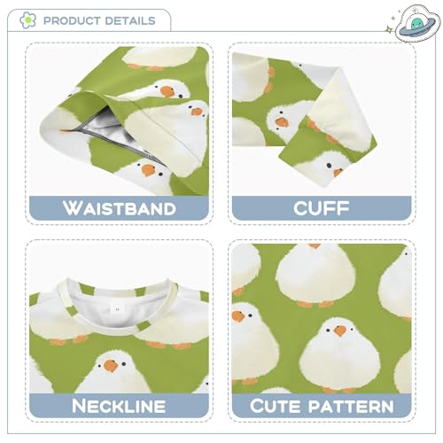 JUNZAN Cartoon Chicken Green Big Girls Hoodie Sweatshirt Crewneck Boys Sweat Shirt Sports 4T3