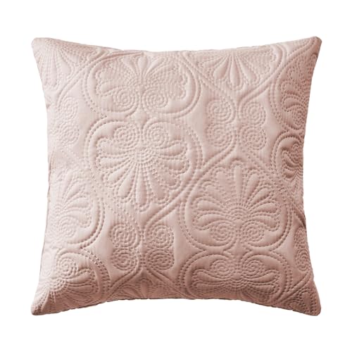 ROOM99 Housse de Coussin Leila 45 x 45 cm Taie d'oreiller pour Coussins Canapé avec Fermeture éclair Invisible métallisée Rose poudré, 1 pièce