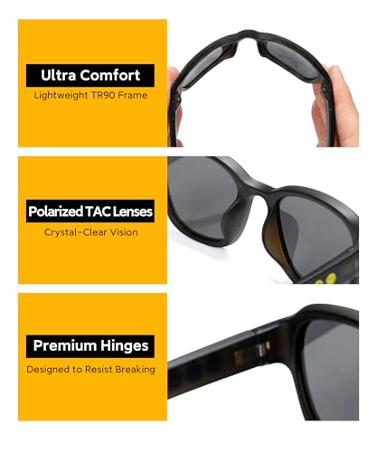 Image of SMILEYWORLD Polarized Sunglasses for Women & Men Square Black