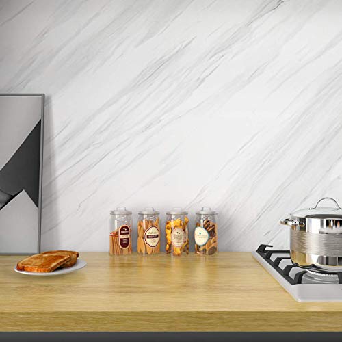 Stickyart 36"X160" Marble Countertop Contact Paper For Bathroom Waterproof Matte White Grey Removable Granite Contact Paper Self Adhesive Peel And Stick Marble Vinyl Paper Decorative Living Room Table #TOP6