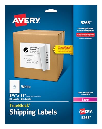 Étiquette auto-collante Avery 5265 pour imprimer vos grands formats sans plis 25 pièces