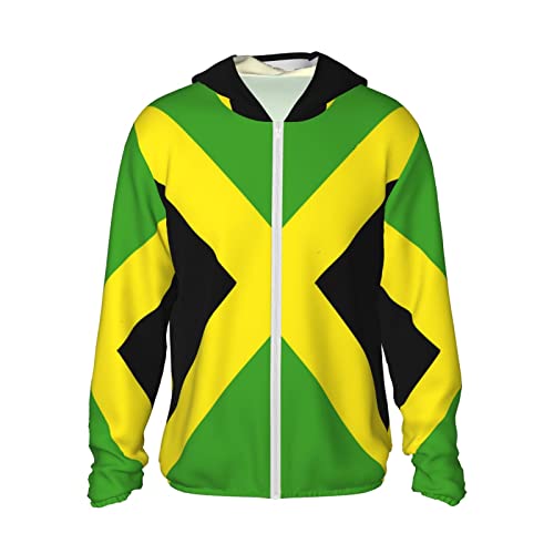 Jamaican Flag Jamaica Unisex Full Zip-Up Sun Protection Hoodie Long Sleeve Jacket Pocket Outdoor Travel Beach